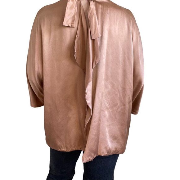 Catherine Gee Womens Champagne Pink Nude Silk Tunic Kimono Blouse Jacket Sz M - Picture 8 of 9